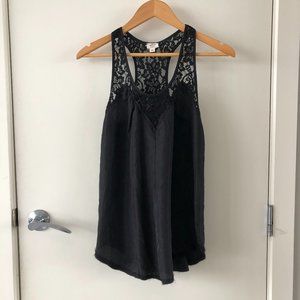 Aritzia Wilfred Silk + Lace Black Racerback XXS